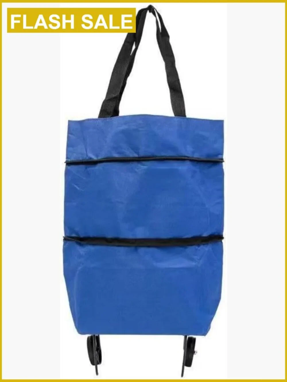 Lightweight Folding Shopping Cart on Wheels, Collapsible Grocery Tote Bag with